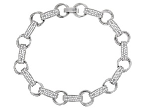 White Cubic Zirconia Platinum Over Sterling Silver I Love You Bracelet 3.16ctw