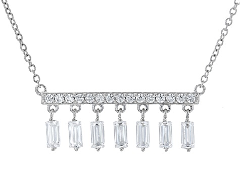 White Cubic Zirconia Platinum Over Sterling Silver Celestial Necklace 1.82ctw