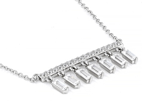 White Cubic Zirconia Platinum Over Sterling Silver Celestial Necklace 1.82ctw