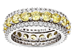 Yellow And White Cubic Zirconia Platinum Over Sterling Silver Look Toward The Sun Ring Set 7.44ctw