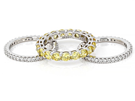 Yellow And White Cubic Zirconia Platinum Over Sterling