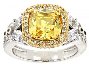 Yellow And White Cubic Zirconia Platinum Over Silver Look Toward The Sun Ring 4.83ctw