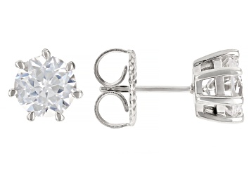 Picture of White Cubic Zirconia Platinum Over Sterling Silver Perfect Cut Earrings 4.34ctw