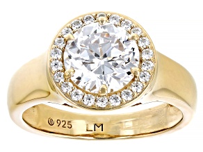 White Cubic Zirconia 18k Yellow Gold Over Sterling Silver Perfect Cut Ring 3.75ctw