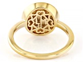 White Cubic Zirconia 18k Yellow Gold Over Sterling Silver And Black Enamel Celestial Ring 0.52ctw