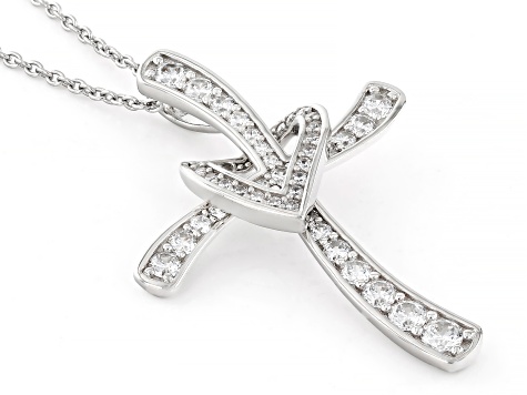 White Cubic Zirconia Platinum Over Silver Heart Of Love
