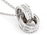 White Cubic Zirconia Platinum Over Silver I Love You Collection Pendant 1.11ctw