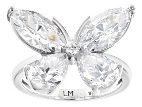 White Cubic Zirconia Platinum Over Silver Whimsy Collection Butterfly Ring 10.70ctw