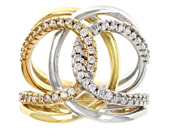 Picture of White Cubic Zirconia Platinum And 18k Yellow Gold Over Silver I Love You Collection Ring 1.15ctw
