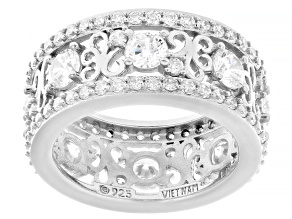 White Cubic Zirconia Platinum Over Sterling Silver I Love You Ring 5.67ctw