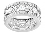 White Cubic Zirconia Platinum Over Sterling Silver I Love You Ring 5.67ctw