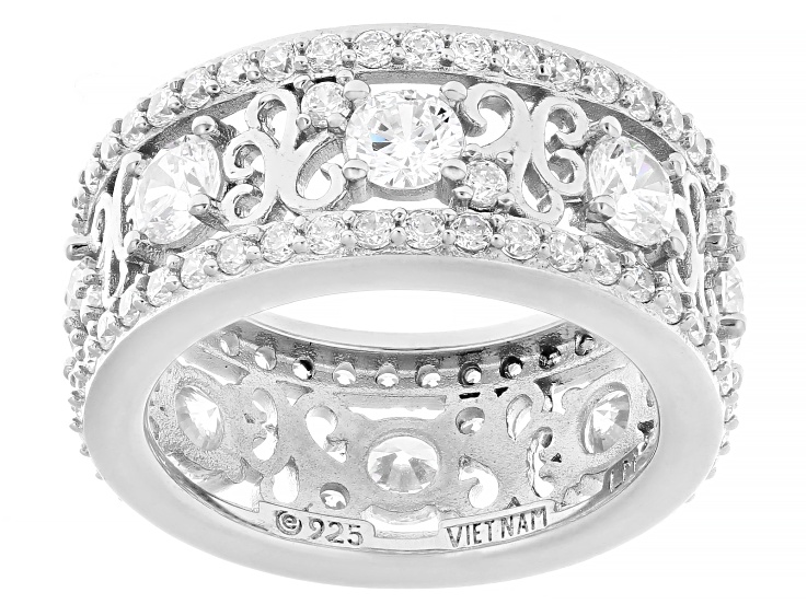 White Cubic Zirconia Platinum Over Sterling Silver I Love You Ring 5.67ctw