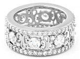 White Cubic Zirconia Platinum Over Sterling Silver I Love You Ring 5.67ctw