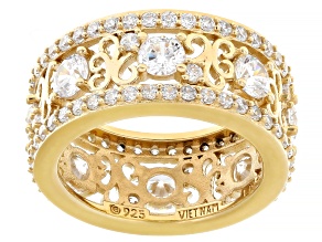 White Cubic Zirconia 18k Yellow Gold Over Sterling Silver I Love You Ring 5.67ctw