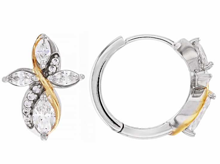 Cubic Zirconia Platinum And 18k Yellow Gold Over Silver The