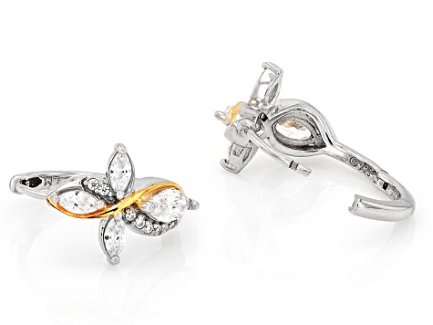 Cubic Zirconia Platinum And 18k Yellow Gold Over Silver The