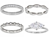 White Cubic Zirconia Platinum Over Sterling Silver Celestial Ring 1.90ctw