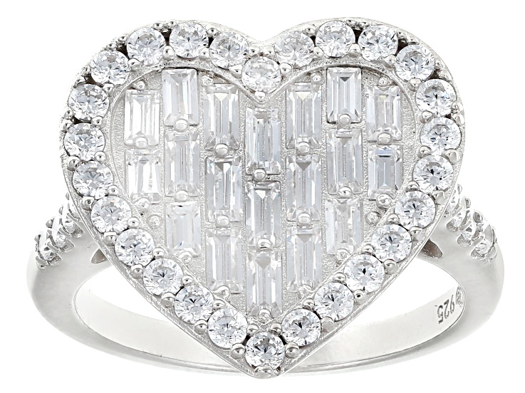 White Cubic Zirconia Platinum Over Sterling Silver Heart Of White Cubic Zirconia Platinum Over Sterling Silver Heart Of