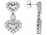 White Cubic Zirconia Platinum Over Silver Heart Of Love Earrings 9.26ctw