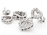 White Cubic Zirconia Platinum Over Silver Heart Of Love Earrings 9.26ctw