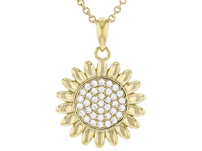 White Cubic Zirconia 18k Yellow Gold Over Sterling Silver Look Toward The Sun Pendant 0.48ctw