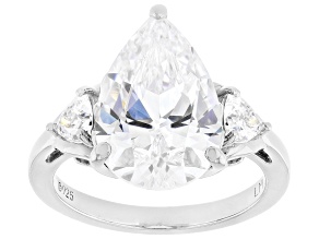 White Cubic Zirconia Platinum Over Sterling Silver Perfect Cut Ring 10.56ctw