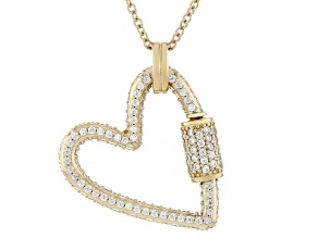 White Cubic Zirconia 18k Yellow Gold Over Sterling Silver Celestial Collection Heart Pendant 2.27ctw