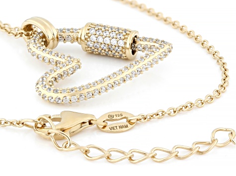 White Cubic Zirconia 18k Yellow Gold Over Sterling Silver Celestial Collection Heart Pendant 2.27ctw