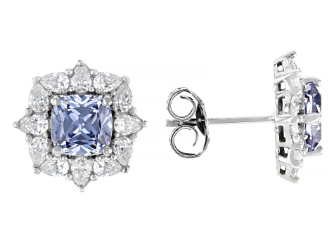 Blue And White Cubic Zirconia Platinum Over Sterling Silver