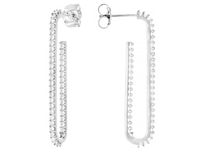 White Cubic Zirconia Platinum Over Silver Celestial Collection J-Hoops 1.98ctw