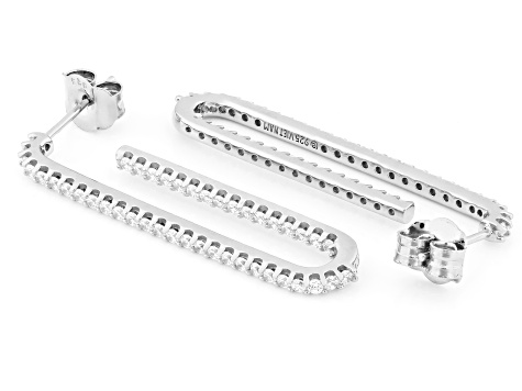 White Cubic Zirconia Platinum Over Silver Celestial Collection J-Hoops 1.98ctw