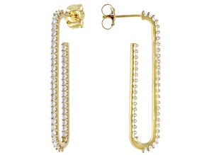 White Cubic Zirconia 18k Yellow Gold Over Silver Celestial Collection J-Hoops 1.98ctw
