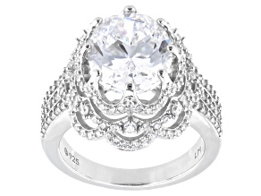 White Cubic Zirconia Platinum Over Sterling Silver Anniversary Ring 10.80ctw