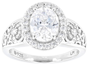 White Cubic Zirconia Platinum Over Sterling Silver Perfect Cut Ring 3.92ctw
