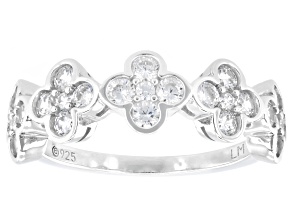 White Cubic Zirconia Platinum Over Sterling Silver Clover Ring 1.72ctw