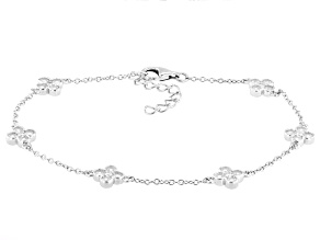 White Cubic Zirconia Platinum Over Sterling Silver Clover Bracelet 2.06ctw