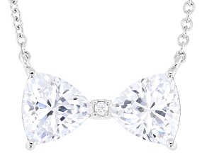 White Cubic Zirconia Platinum Over Silver Perfect Cut Bow Necklace 5.96ctw