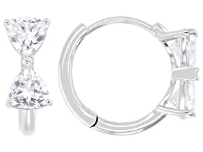 White Cubic Zirconia Platinum Over Silver Perfect Cut Bow Hoops 2.91ctw