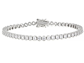 White Cubic Zirconia Platinum Over Sterling Silver Tennis Bracelet 10.80ctw