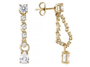 White Cubic Zirconia 18k Yellow Gold Over Sterling Silver Earrings 4.92ctw