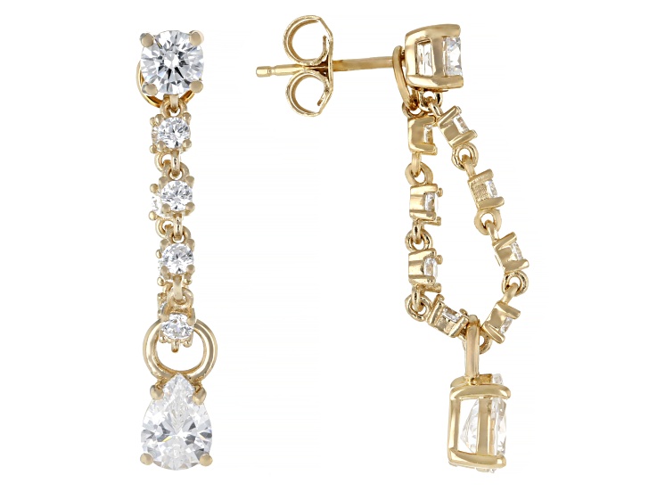 White Cubic Zirconia 18k Yellow Gold Over Sterling Silver Earrings 4.92ctw