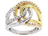White Cubic Zirconia Rhodium & 18k Yellow Gold Over Sterling Silver Ring 1.23ctw