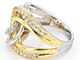 White Cubic Zirconia Rhodium & 18k Yellow Gold Over Sterling Silver Ring 1.23ctw