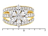 White Cubic Zirconia 18k Yellow Gold Over Sterling Silver Floral Ring