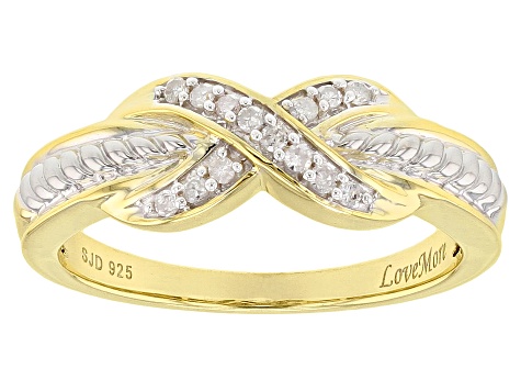 White Diamond Accent Rhodium 18k Yellow Gold Over Silver Ring 0 10 White Diamond Accent Rhodium 18k Yellow Gold Over Silver Ring 0 10ctw
