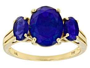 Blue Ethiopian Opal 10k Yellow Gold Ring 1.48ctw