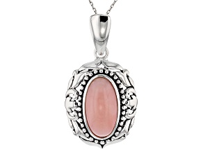 Pink Peruvian Opal Silver Enhancer With Chain