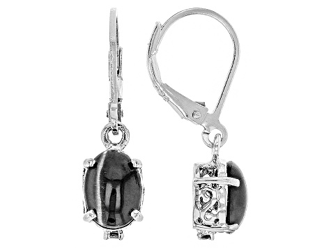 Black Sillimanite Sterling Silver Dangle Earrings .04ctw