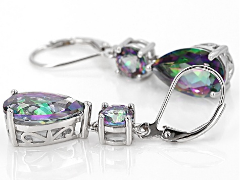 Multicolor Quartz Rhodium Over Sterling Silver Earrings 8.45ctw