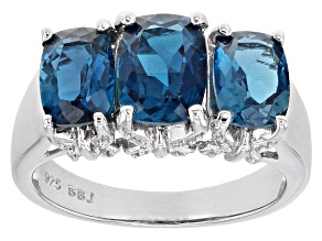 London Blue Topaz Rhodium Over Sterling Silver Ring 3.40ctw